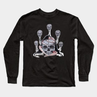 Skull girl black background Long Sleeve T-Shirt